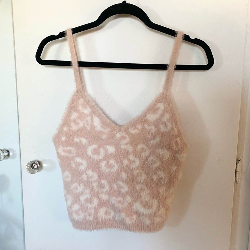Pink Fuzzy Leopard Tanktop